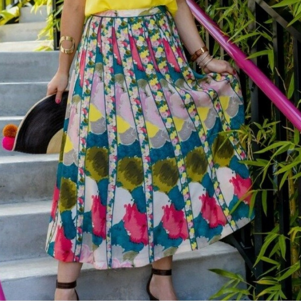 LAFAYETTE 148 ADALIA Godet Seamed A-Line Silk Skirt 100% silk